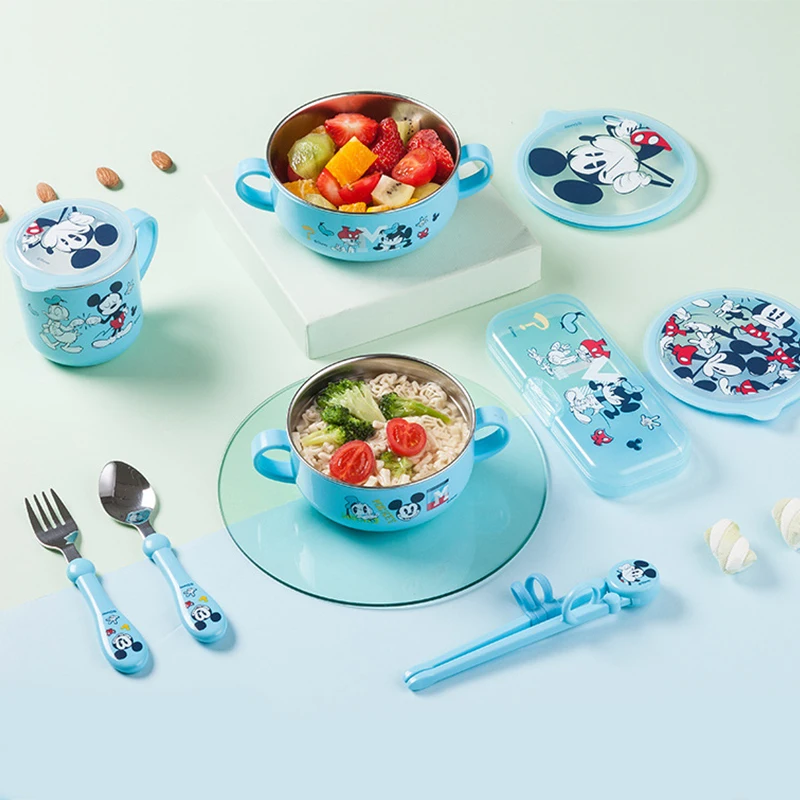 

Disney CHILDREN'S Tableware 5 Pieces-Baby Eating Drop-resistant Water Injection Insulated Sucker Bowl Children New Style 7 Piece
