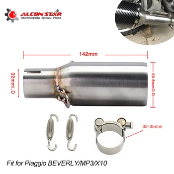 

Alconstar- Motorcycle Exhaust Middle Pipe link pip Stainless Steel Sand Surface For Piaggio Motorcycle BEVERLY/MP3/X10 2009-2016