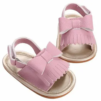 

Bowknot Tassel Toddler Shoes Baby Girls Kids Sandals Tassel Anti-Slip Summer Crib Shoes Soft Sole Prewalkers