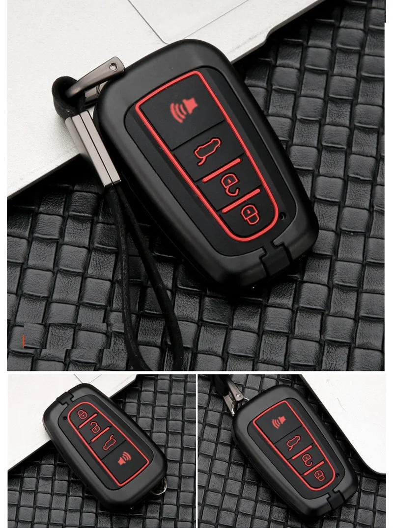 Углеродное волокно сплав+ силикон автомобиль корпус умного ключа Крышка для пластиковая пилочка для ногтей C-HR ЧР Prado RAV4 Prius 2/3/4 кнопки