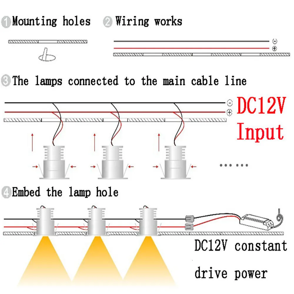 12V Led Spotlight Cabinet Mini Spot Light IP65 Waterproof Recessed Down light Cupboard Showcase Display Light 1W Aluminum with driver (5)