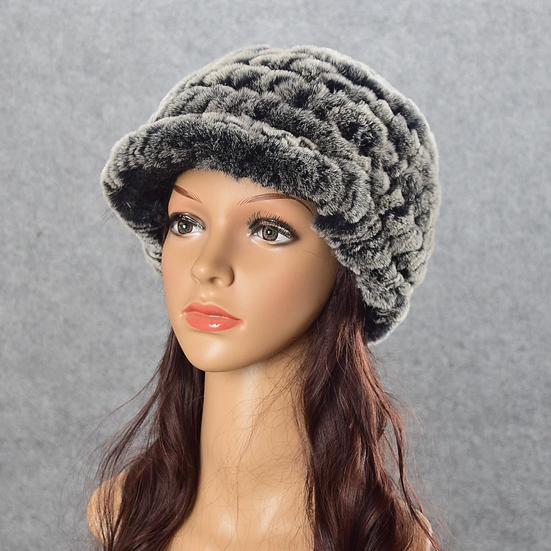 

New Women Real Rex Rabbit Fur Hat Winter Rex Rabbit Fur Beanies Hats Knitted Hot 100% Real Natural Rex Rabbit Fur Caps