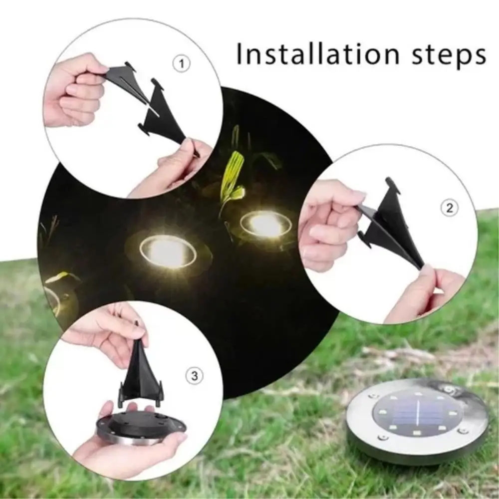 1Pack Solar Path Lights 4/8 LED Solar Power Buried Light Ground Lamp Outdoor Path Way Garden Decking Underground Lamps