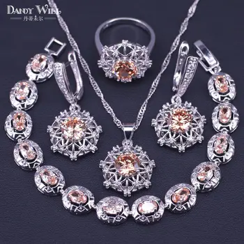 

Luxury Romantic Necklace Earrings Rings Bracelets Jewelry Sets Egg Cute Silver Color CZ Bridal Wedding Party Jewelry