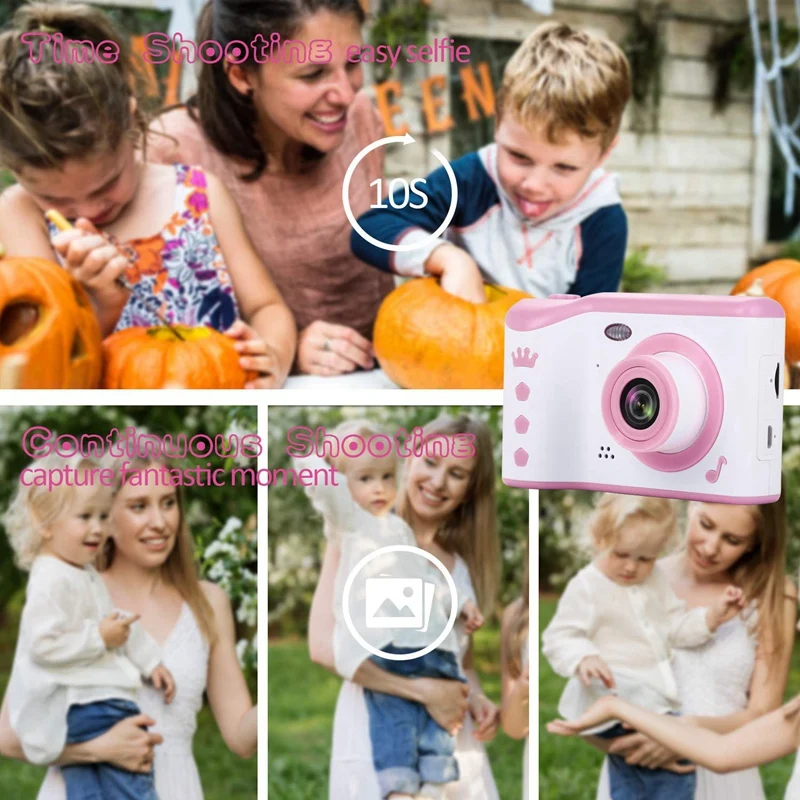 Детская мини-камера с мультипликационным принтом, Спортивная цифровая камера с двумя объективами, перезаряжаемая детская камера без карты памяти