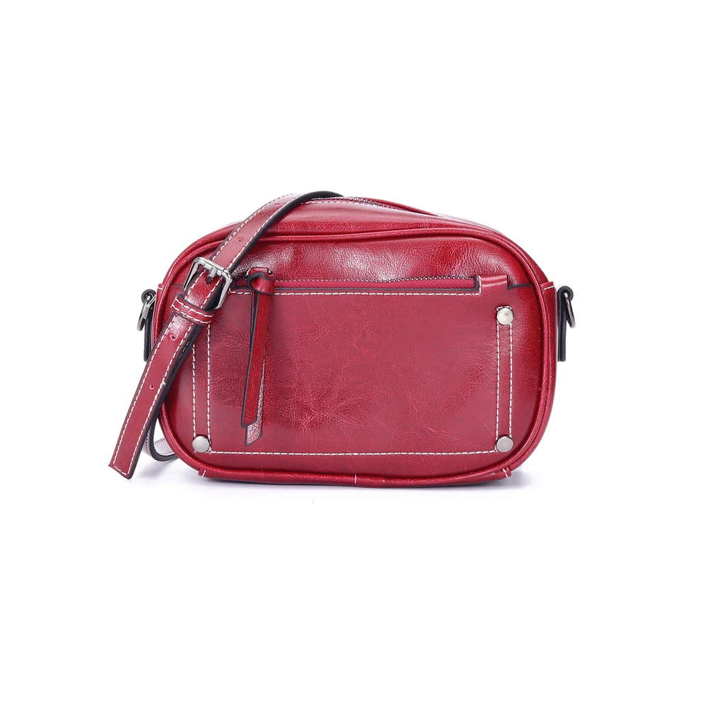 

Original Vento Marea Women Phone Bag Wide Strap Cross Body 2019 Oil Wax Cow Leather Shoulder Bag Purses Brown/Black/Red Wine