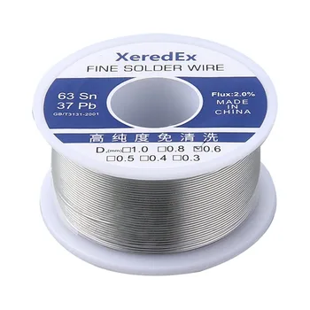 

XeredEx 0.6 0.8 1.0 mm 2% Flux Tin Lead Rosin Roll Core Silver Solder Wire Welding Soldering Repair Tool Reel Melt Kit 63% Sn