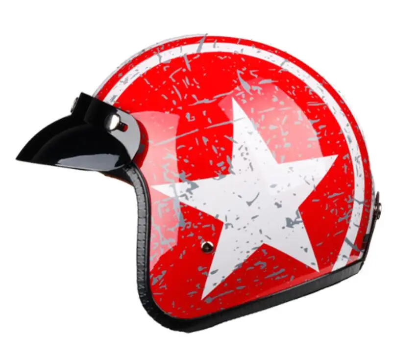 Новая защитная шляпа casco moto Винтаж 3/4 открытый шлем rcycle - Цвет: bright starR