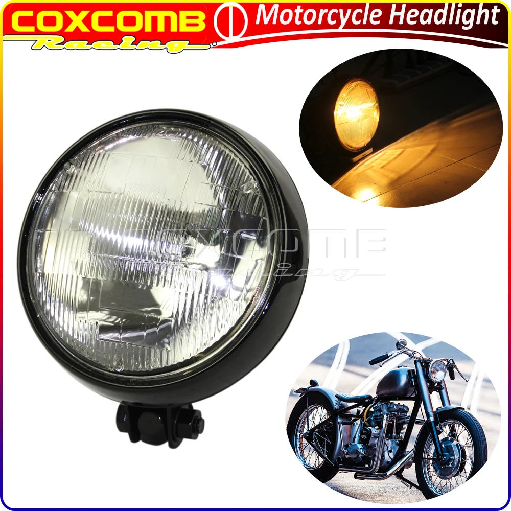 

Для Harley Cafe Racer Bobber Chopper Custom Front High/Low Beam Retro Bates Style передняя фара мотоцикла 5,75 "Винтажная фара