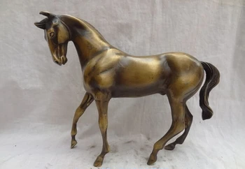 

11" China Chinese Bronze Animals Sculpture Steed JiXiang Tang Horse Statue