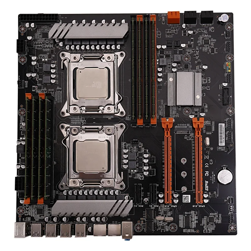 X79 двойной Процессор LGA2011 набор материнских плат с Двухъядерный Intel E5 2689 8-Ch 8x8 ГБ, 64 ГБ, 1600 МГц DDR3 кода коррекции ошибок Поддержка M.2 NVMe SATA3 USB3.0