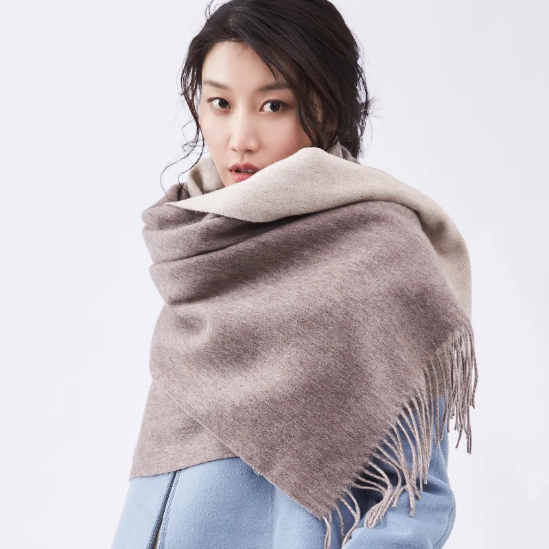 

High-end Wool Winter Scarf women Fashion Thickened wool collar scarf Keep warm infinity Blanket scarf Double sided neckerchief