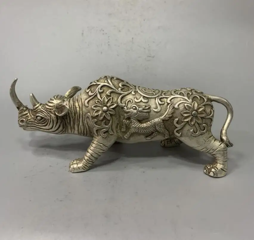 

China White copper rhino crafts statue
