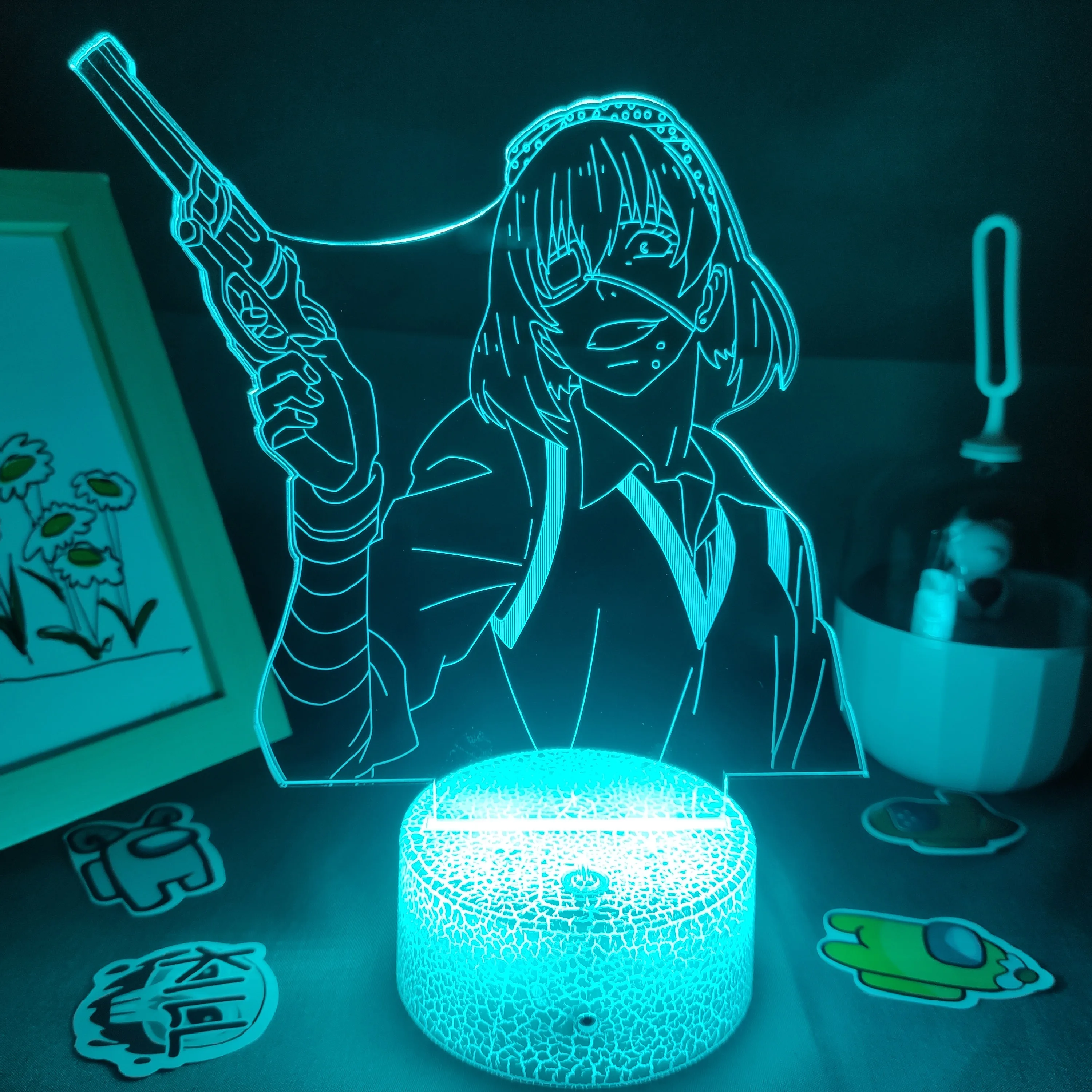 Anime Kakegurui Figure Midari Ikishima LED RGB Night Lights Cool Gift for Friend Lava Lamp Children Bedroom Bedside Table Decor best night light