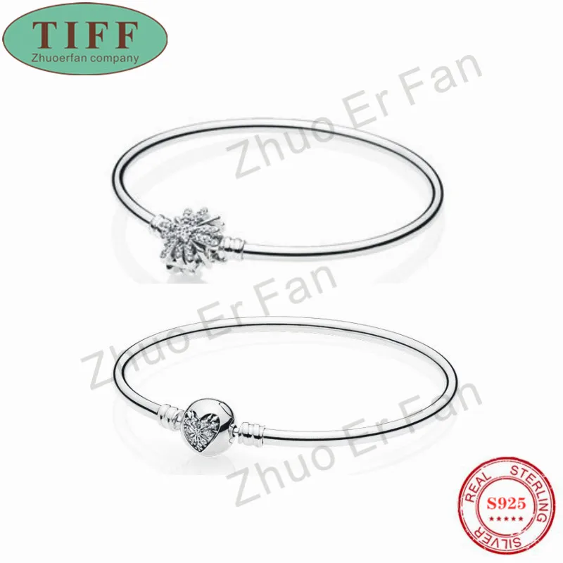 TIF pan 925 пробы Серебряный браслет для женщин. Снежинка Круглый классический логотип Роскошные Модные женские ювелирные изделия подарок