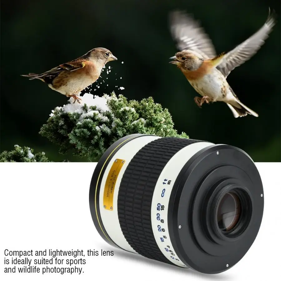 Прочный 500 мм f/6,3 телеобъектив зеркальный для беззеркальной камеры Белый