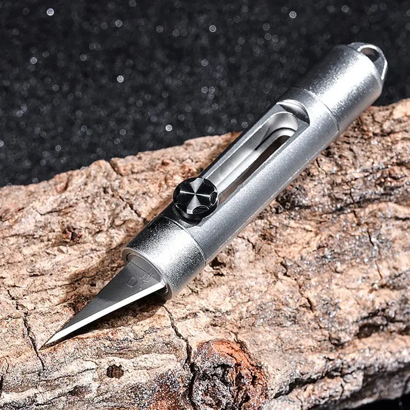

1 Pc Small Retractable Cutter Outdoor Mini Portable Utility Knife Paper Cutter High Hardness Carbon Steel Key Chain Tool New