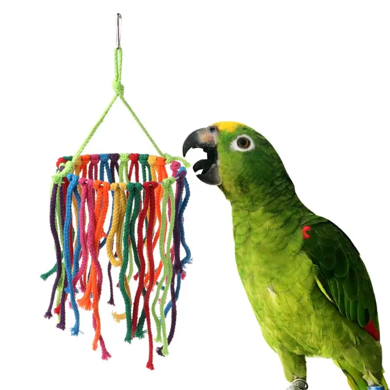 Colorful Parrot Toy Parakeet Bite Pulling Rope Toys Universal Gift Pet Supplies Home Balcony Garden Decoration 090C