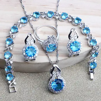 

925 Silver Women Bridal Costume Jewelry Sets Zirconia Jewellery For Luxury Wedding Earrings Rings Bracelets Pendant Necklace Set