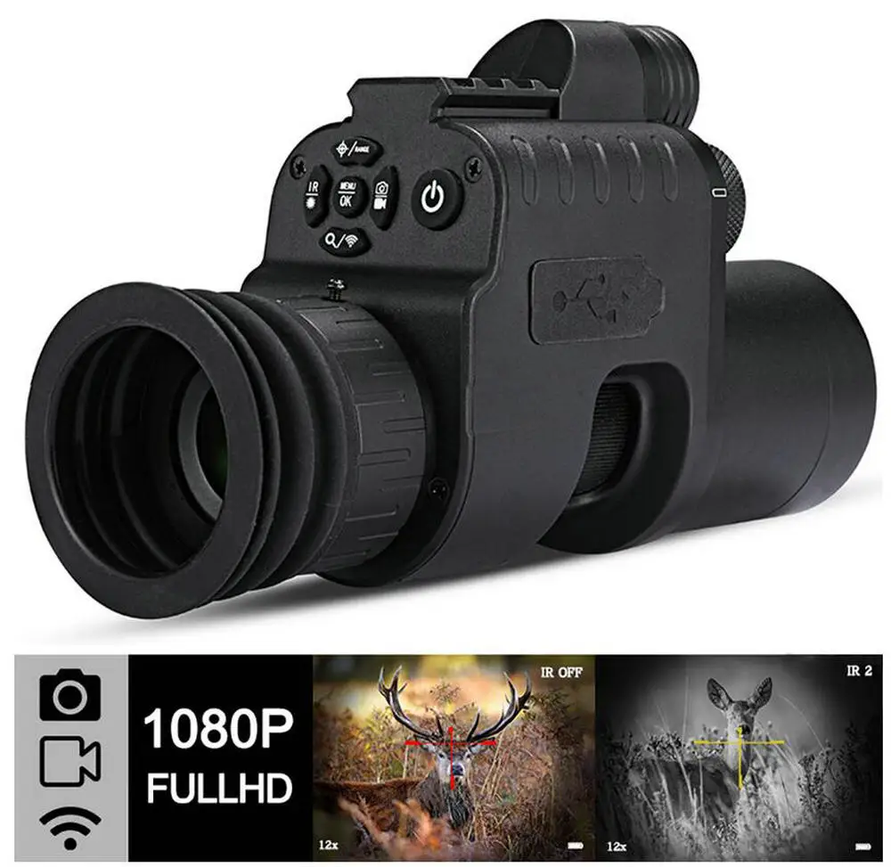 

NEW Hunting Tactical Night Vision 1080p HDCamera WiFi Digital Night Vision Multi-functional Scope Red dot Sight 5W IR 200m Clear