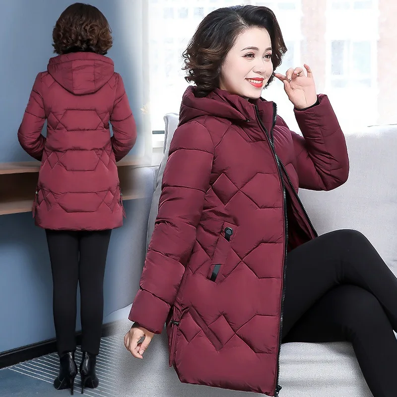 

Mom Western Style Mid-length Cotton-padded Clothes Middle-aged Women's Fall And Winter Clothes down Jacket Cotton-padded Clothes