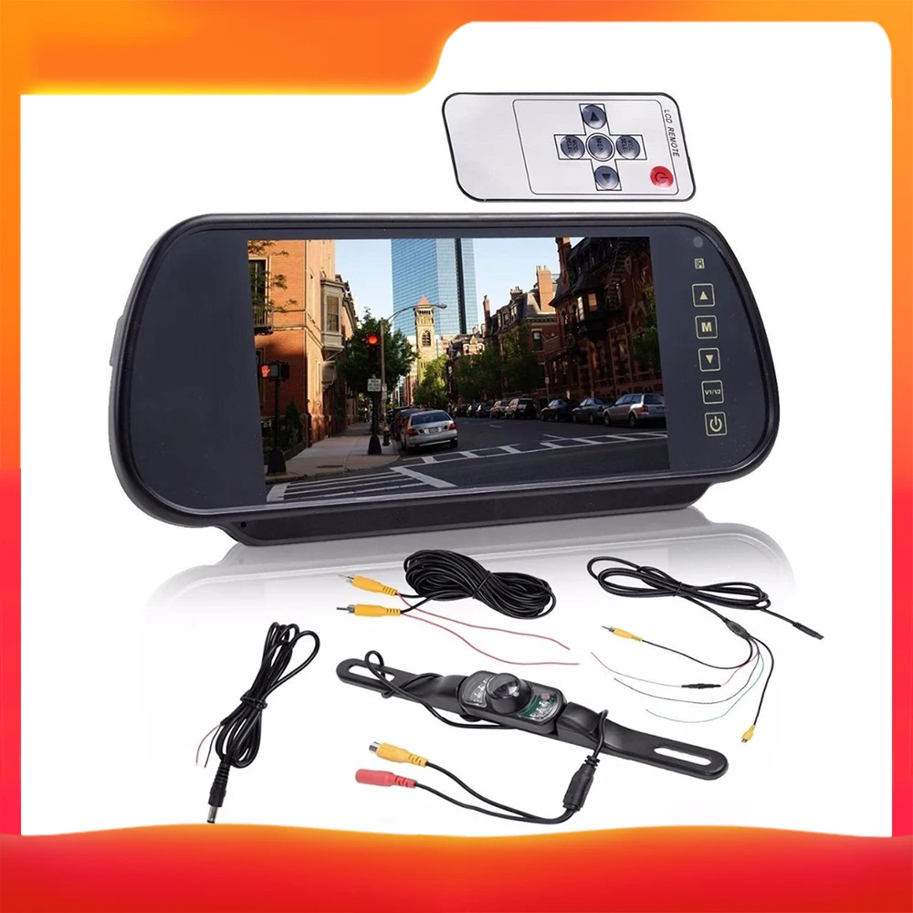 7" Car Rear View Mirror Monitor Night Vision Reversing Parking Backup Camera Kit
