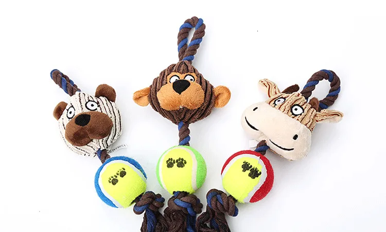 Pet dog toy corduroy tennis cotton rope dog molars sound toy dog toy