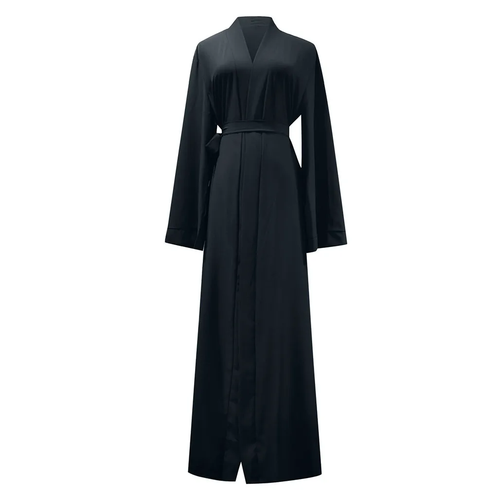 KLV Abayas женская мусульманская одежда однотонные модные бандажные платья Хиджаб Макси мусульманское длинное платье для девочки Бангладеш Дубай, Турция Халат