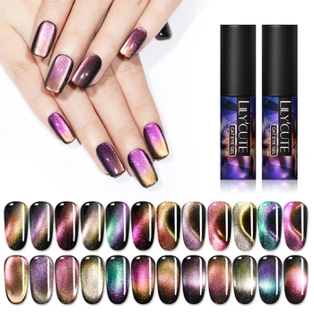 

LILYCUTE 5ml 9D Chameleon Magnetic UV Gel Polish Shining Glimmer Purple Green Soak Off Nail Art Painting UV Gel Varnish