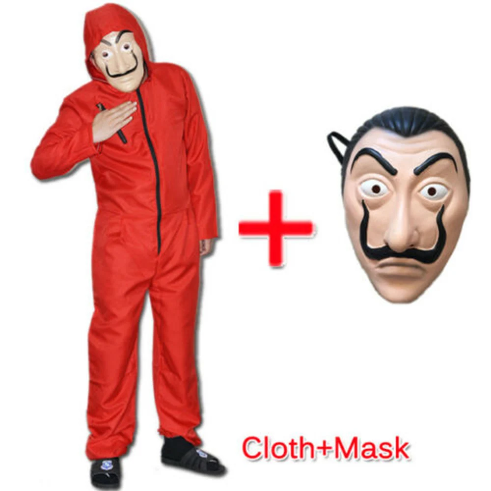 Banknote House Dali Dali Siamese Clothing Red Onesies Clown Costume Cosplay Halloween La Casa De Papel Face Mask Clothing (2)