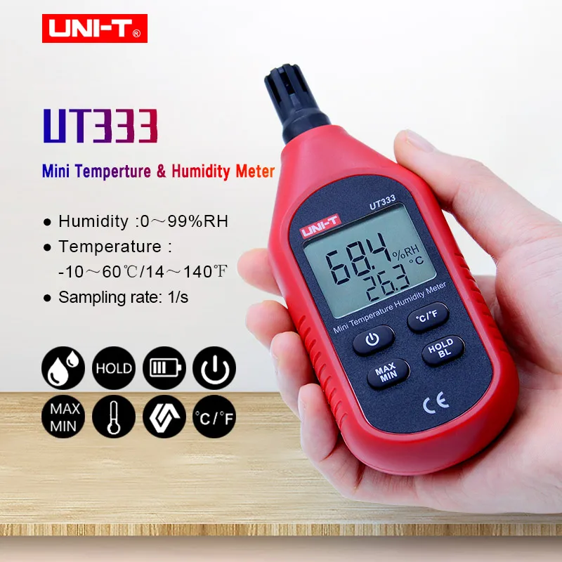 UNI-T UT331 Humidimètre Compteur dHumidité de la Température Outil de Mesure dHumidité de Température Numérique de Haute Précision avec Interface USB 