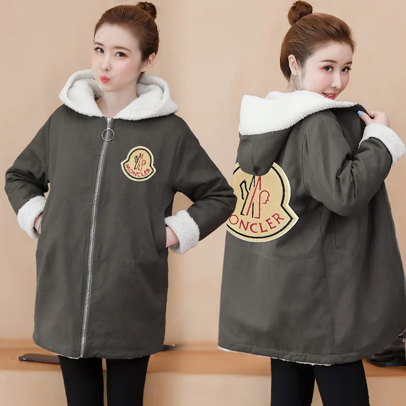 

Photo Shoot 2019 New Style Korean-style Lambs Wool Jeans Coat Large Size Students Fat Mm Cotton-padded Clothes Cotton Coat Versa