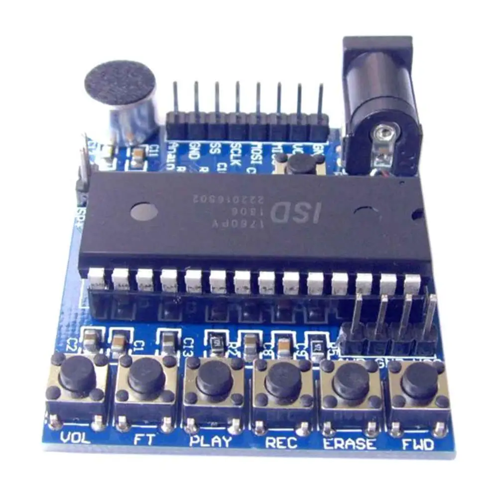

ISD1760 75s Recording Playback Audio Sound Board Module 5V Sounds Voice Recording Playback Module with Mic