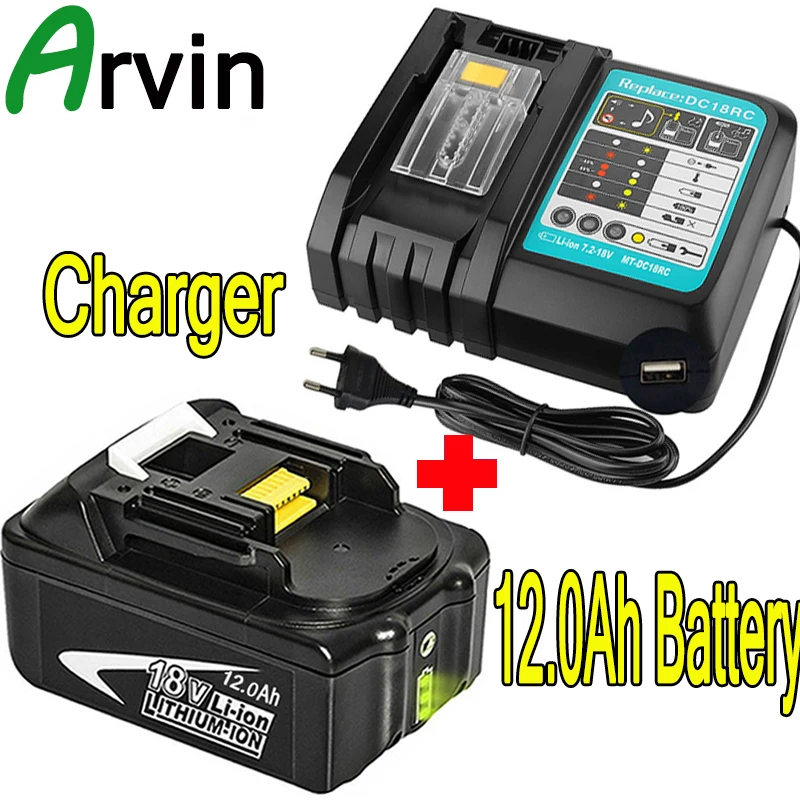 For Makita 18v 12ah 12000mah Rechargeable Li Ion Battery For Makita Bl1860 Bl1850 Bl1830 Power Tool With Dc18rct Battery Charger Rechargeable Batteries Aliexpress