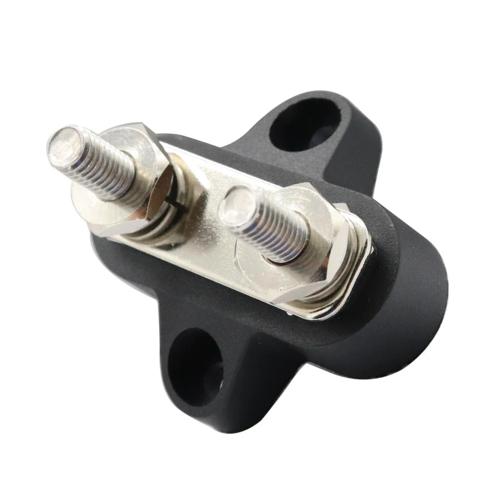 Car Bus Bar Terminal Block - M6 (1/4'') Power Distribution Block for Truck RV Boat, Heavy Duty Stainless Steel - Black