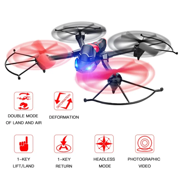 3 в 1 Дрон Квадрокоптер игрушка с камерой 2,4 ГГц 6-Axises отскок RC автомобиль Танк подарки для детей BM88
