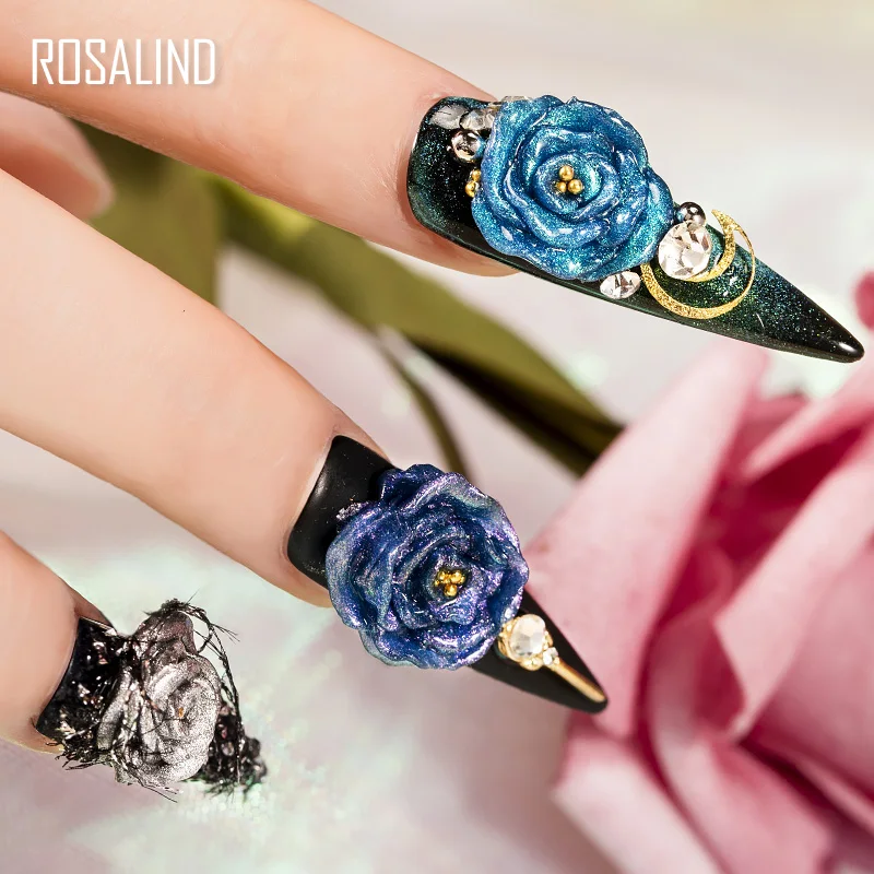 Гель лак для ногтей ROSALIND с блестками полуперманентный растворимый нейл арта