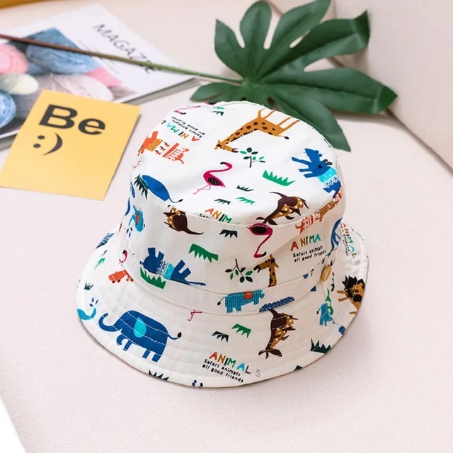 Summer Children Cotton Cartoon Bucket Cap For Boys Printing Floral Baby Girls Sun Hat Flower Kids Bonnet color animal
