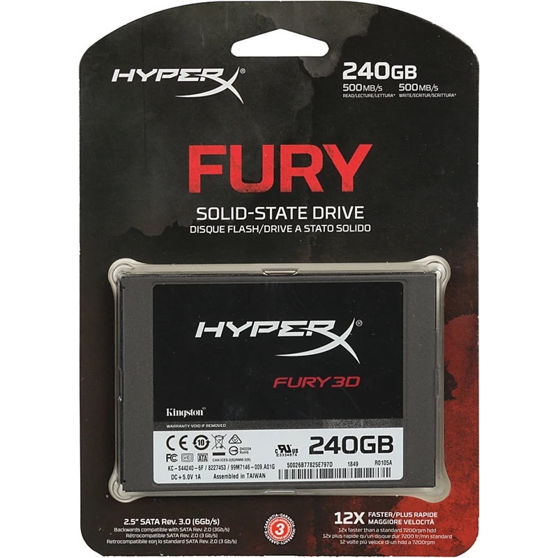 Накопитель SSD Kingston SATA III 240Gb KC-S44240-6F Fury 3D 2.5"