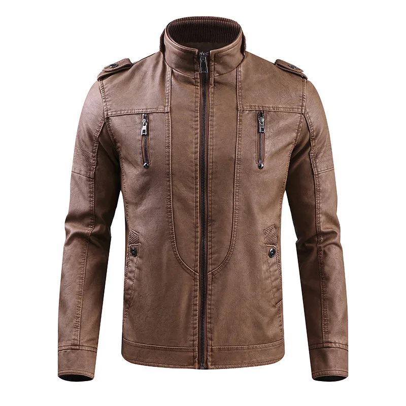 

AliExpress Washing Leather Coat Jacket Large Size Retro PU Leather 3D-