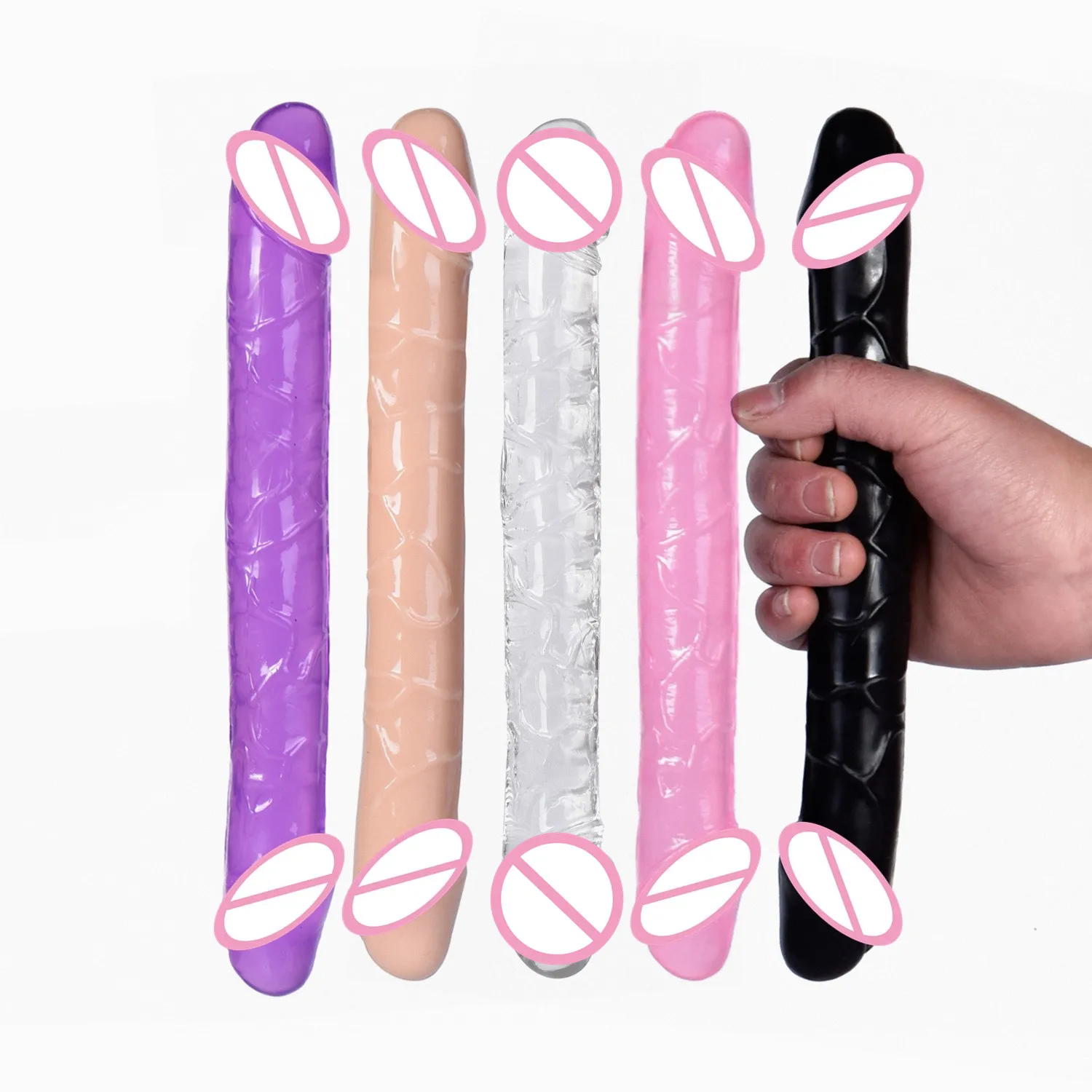 Unisex Long Jelly Realistic Double Head Dildo
