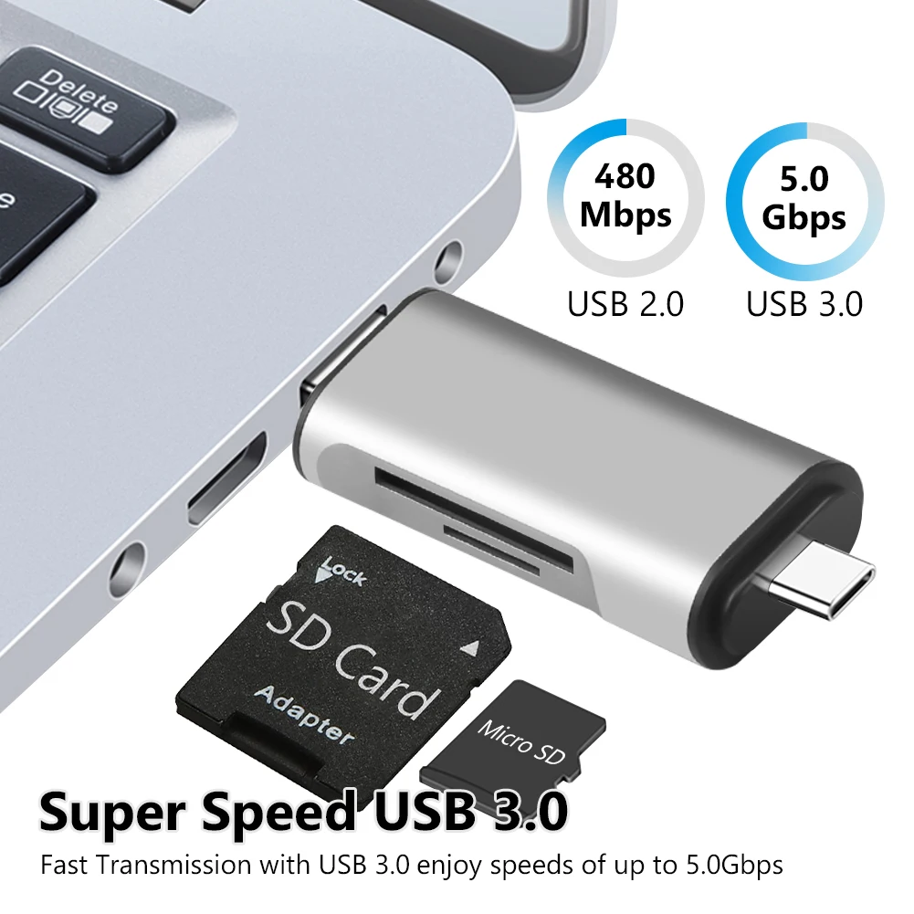 Card Reader USB 3.0 Micro USB Type C SDHC SD TF MicroSD Micro OTG Adapter For Huawei Xiaomi Android Phone PC