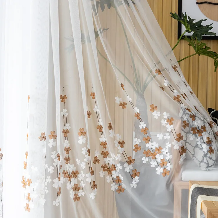 Tiyana прозрачная занавеска s вышитый цветок дизайн вуаль тюль для кухни гостиная занавеска для окна двери занавески панель HP33Y