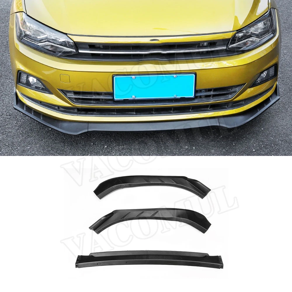 ABS черный бампер передний спойлер для Volkswagen VW Polo плюс насадка для подбородка лопата для снега протектор 3 шт./компл. 4 шт./компл