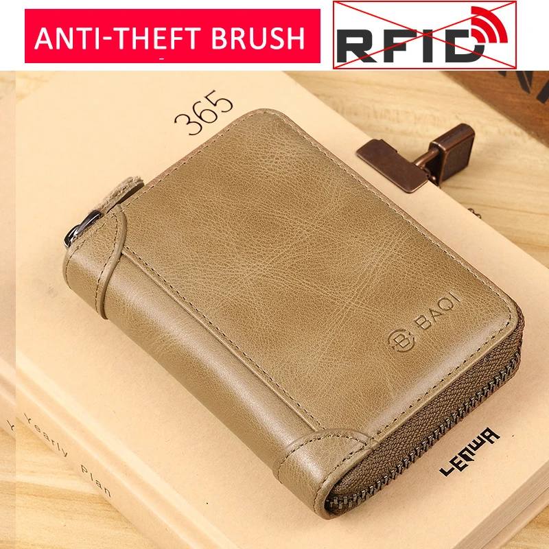 Кошелек Wmnuo мужской винтажный на молнии с защитой от кражи|Кошельки| |