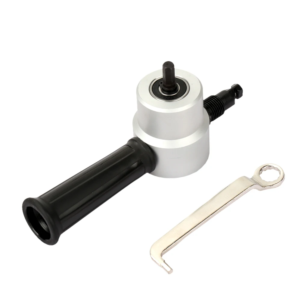 

Double Head Metal Sheet Nibbler Cutter Drill Attachment With Wrench And Parts Workshop Tool Black 3pcs Set
