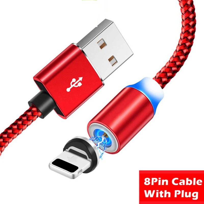Магнитный Micro usb type C зарядный кабель для 6C Honor 7X 8X 8A телефон для huawei P8 Y5 Y6 Y7 P Smart Redmi Android телефон - Цвет: Red 8Pin