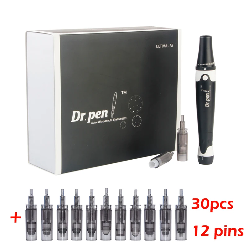 Черный Электрический Dr. Pen Ultima A7 Профессиональный автоматический микроиглы ручка Дерма ручка микроиглы терапия система красоты машина прокатки инструмент - Цвет: Черный