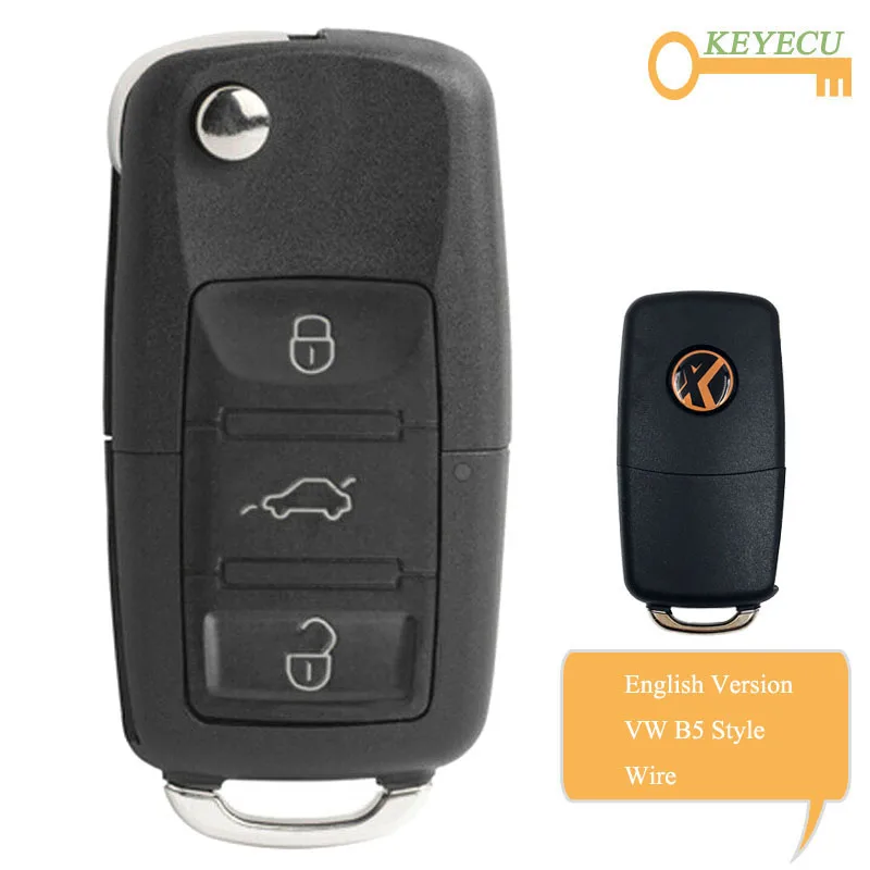 KEYECU 5 шт. XHORSE английская версия XKB501EN для Volkswagen B5 стиль провода универсальный дистанционный ключ-3 Btn-для VVDI ключ инструмент, VVDI2