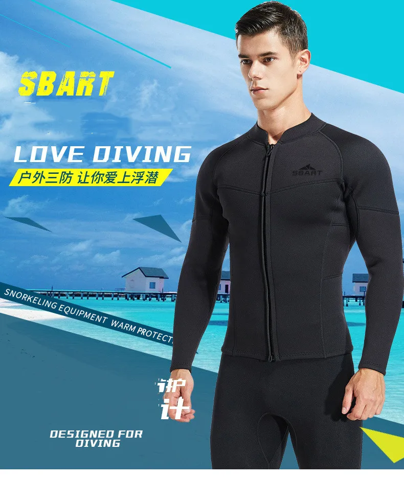 Sbart гидрокостюм 3 мм Неопреновая куртка для мужчин для виндсерфинга Kitesurf костюмы для серфинга сухой влажный костюм для подводного плавания с длинным рукавом термальный купальник